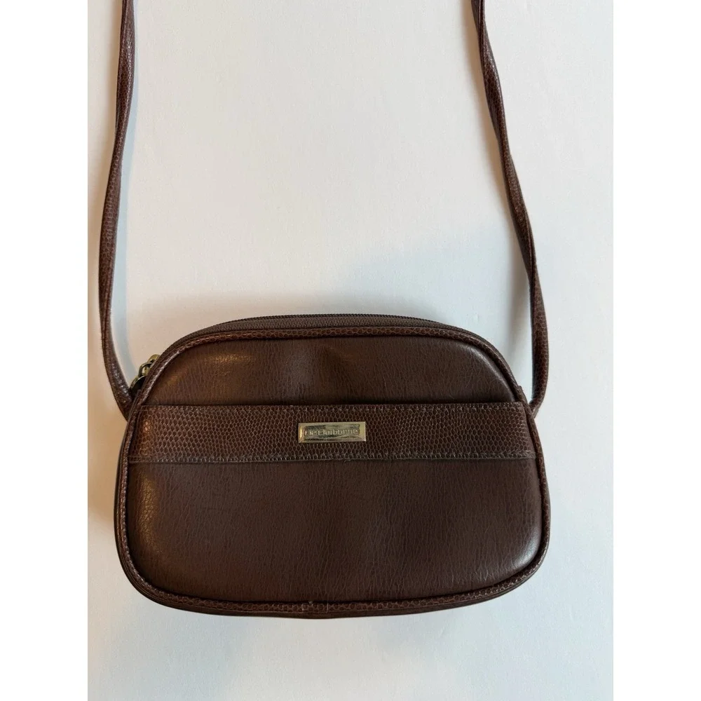 Liz Claiborne Vintage 90s Womens Brown Leather Mini Crossbody Bag Shoulder Purse